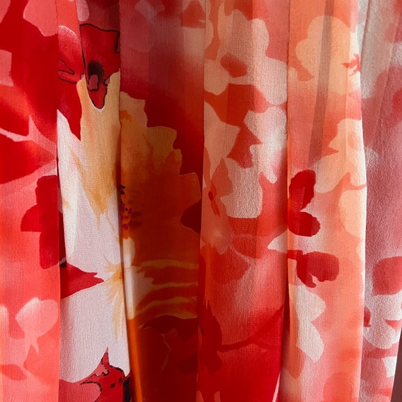 Adrianna Papell Orange/Pink Floral Dress with belt, size 4 - Picture 10 of 13